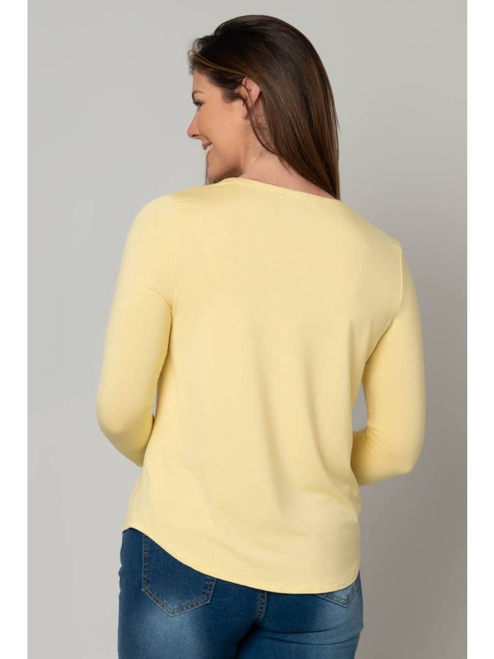 Pine Apparel - Wholesale Tunic - Women's - Juliana Crepe 3/4 Sleeve Hi-Lo Tee
3