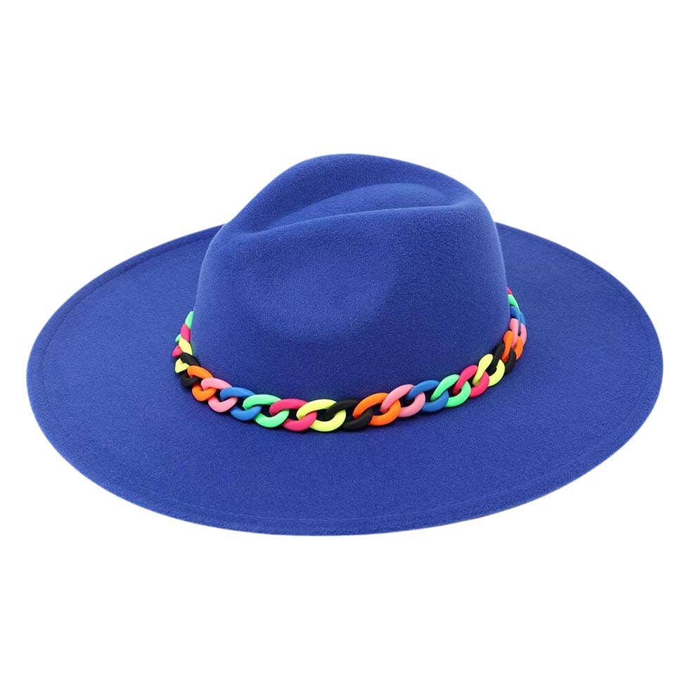 Madeline Love - Wholesale Fedora - Women's - Colorful Chain Accented Solid Panama Hat5