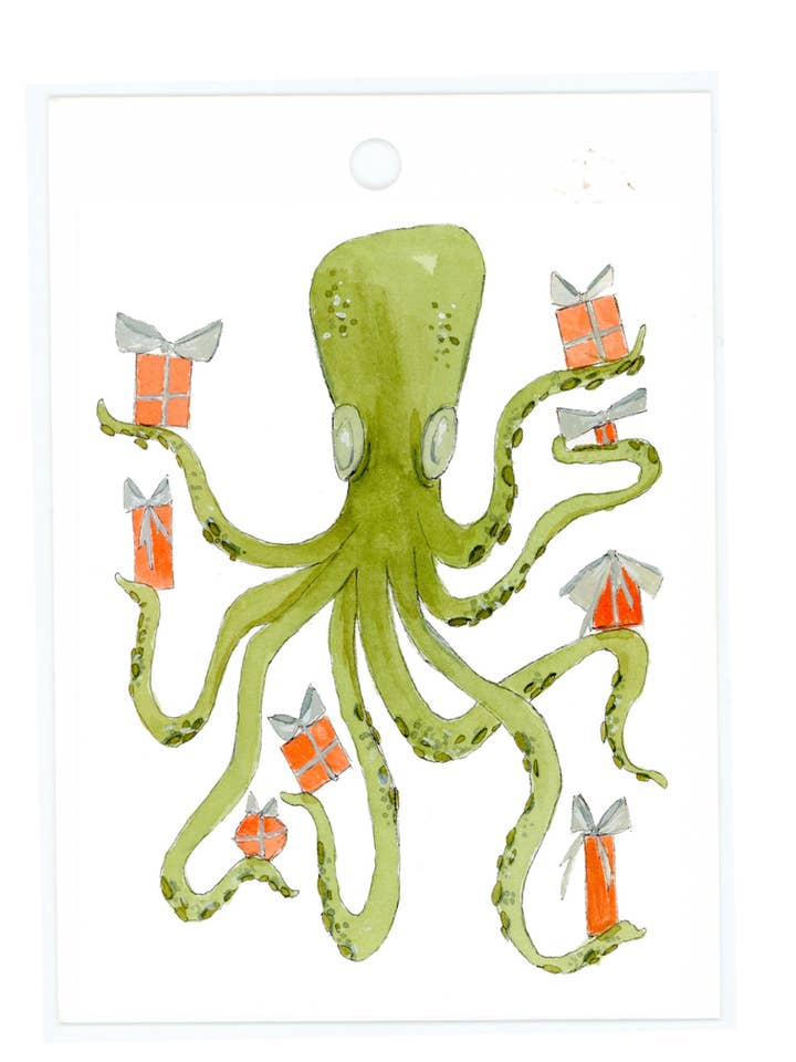 Holiday Octopus Gift Tags for wholesale by Bear on Paper