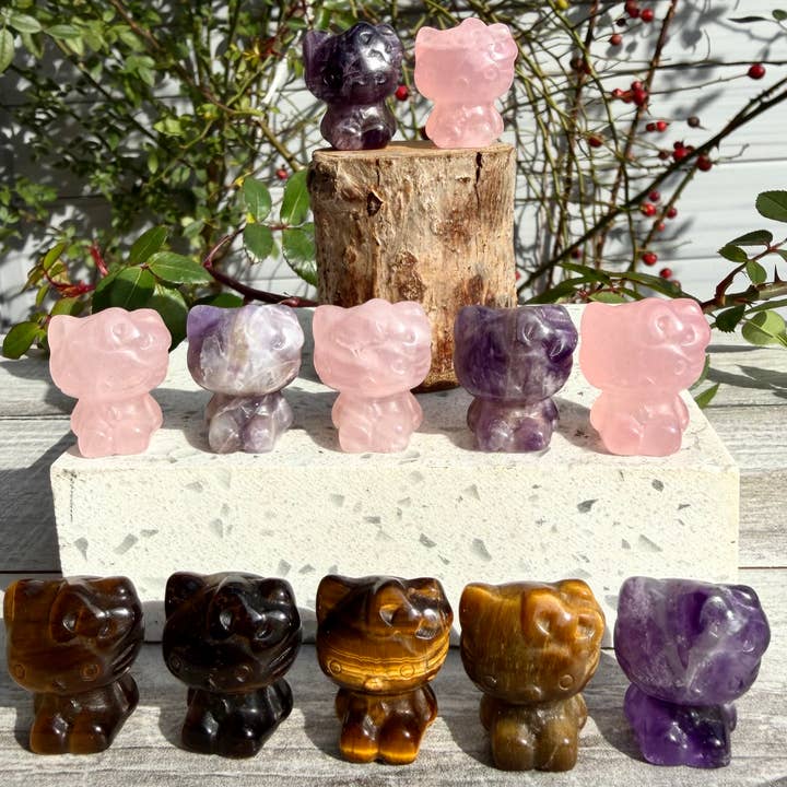 Naturlig mixkristall 1” Hello Kitty-katt helande energi för wholesale av KayleeNYC