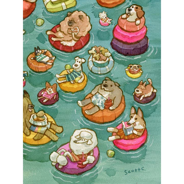 The Scott C Shop - Wholesale Art Print - Tubing Dogs2