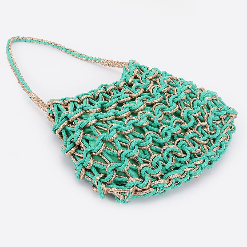 3AM BY H&D ACCESSORIES - Wholesale Strandtas - Handgemaakte Metalen en Katoenen Gevlochten Tas5