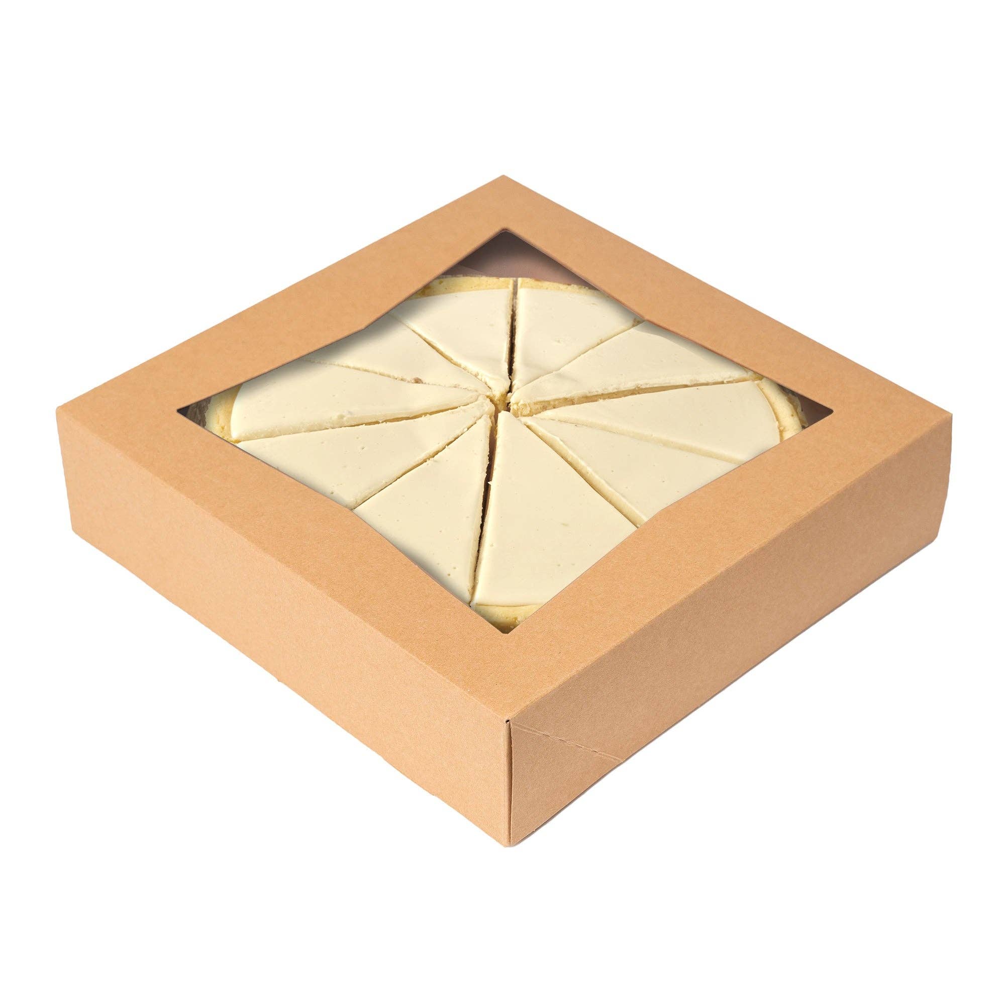 Brown Bakery Boxes with Window - pack of 25 - 10"L x 10"W x 2 ½"H for wholesale on Faire5