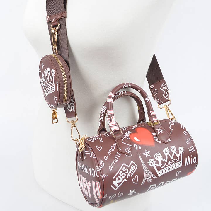 3AM BY H&D ACCESSORIES - Wholesale Crossbody Bag - Women's - Graffiti Boston Bag W/airpod Purse