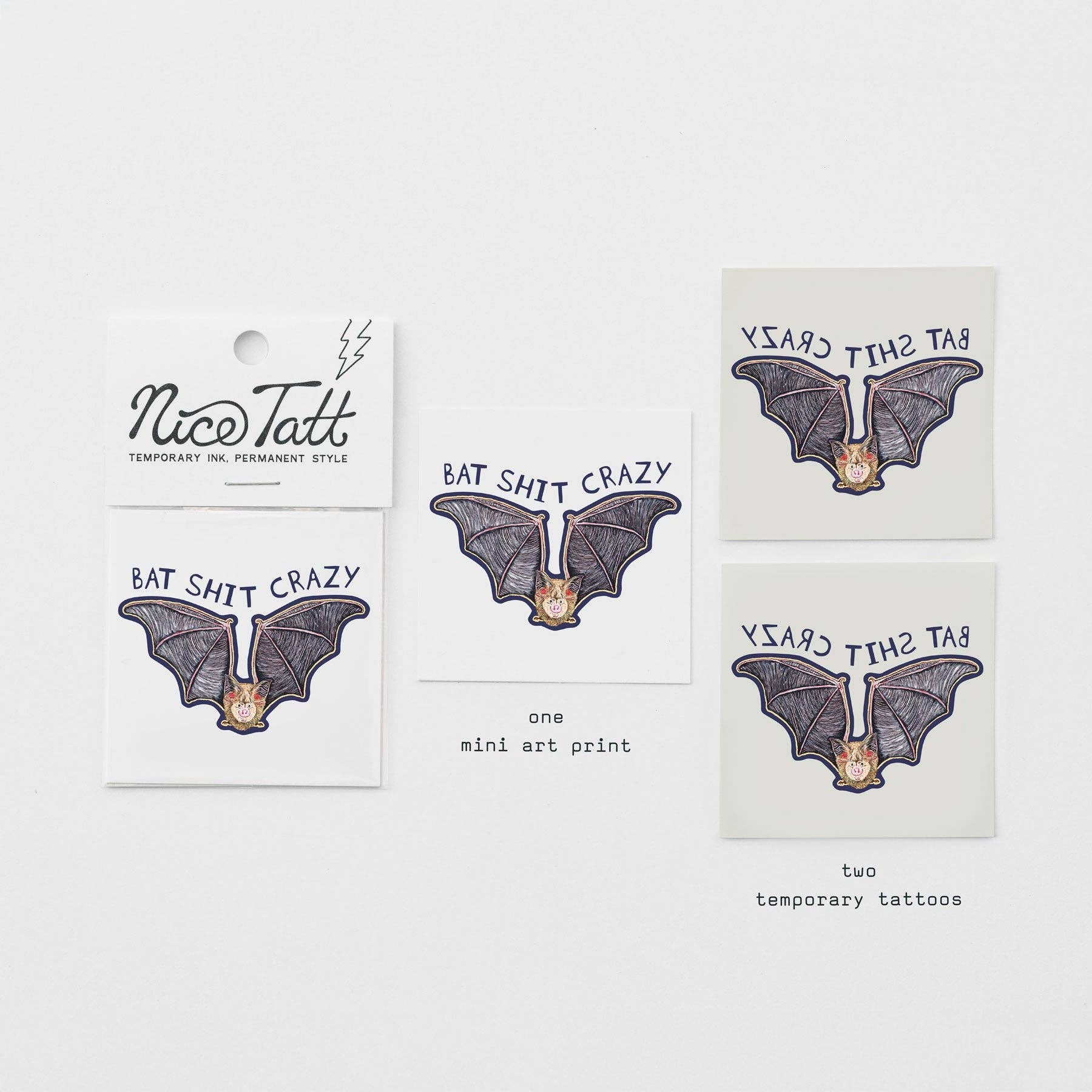 Nice Enough Stickers - Wholesale Temporary Tattoo - Bat Shit - Temporary Tattoo2