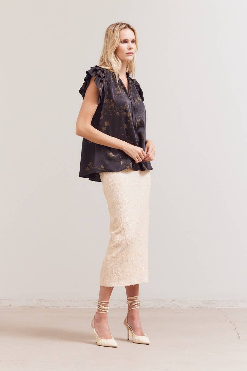 Grade & Gather – Blusa - Mulher por atacado – 40417BS - TOP COM FOLHOS ESTAMPADO8