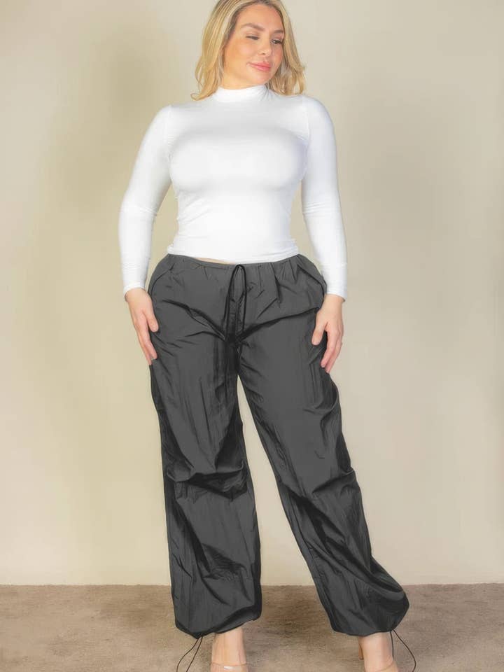 CALVINTUCKER LLC - Wholesale Pants - Women's - Plus Size Drawstring Waist Parachute Pants