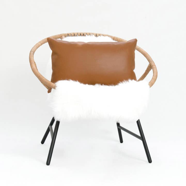 Modern Faux Leather Lumbar Pillow Cover, Camel for wholesale by Hofdeco