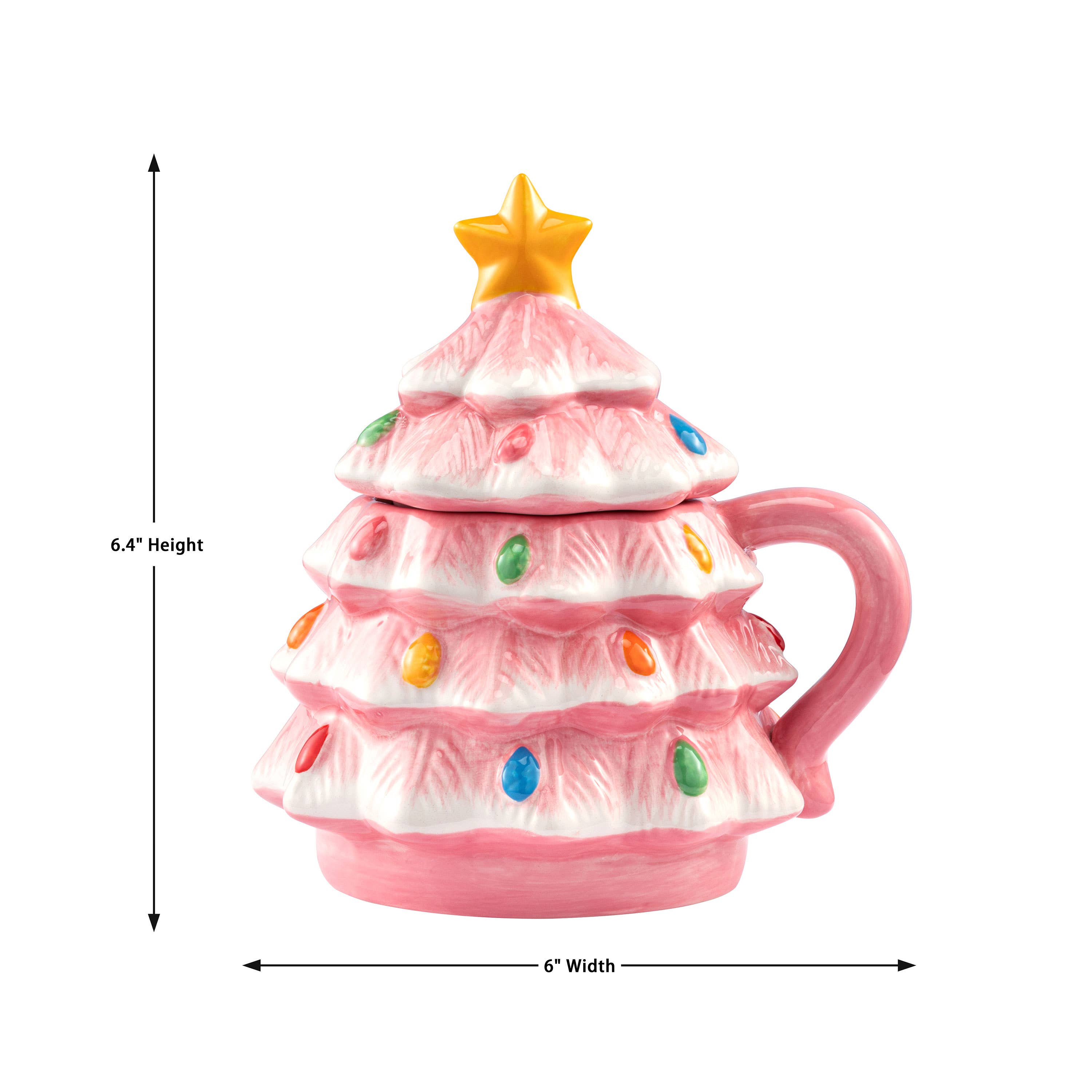 Mr. Christmas - Wholesale Coffee Mug - Figural Lidded Mug - 16oz Tree Mug - Pink2