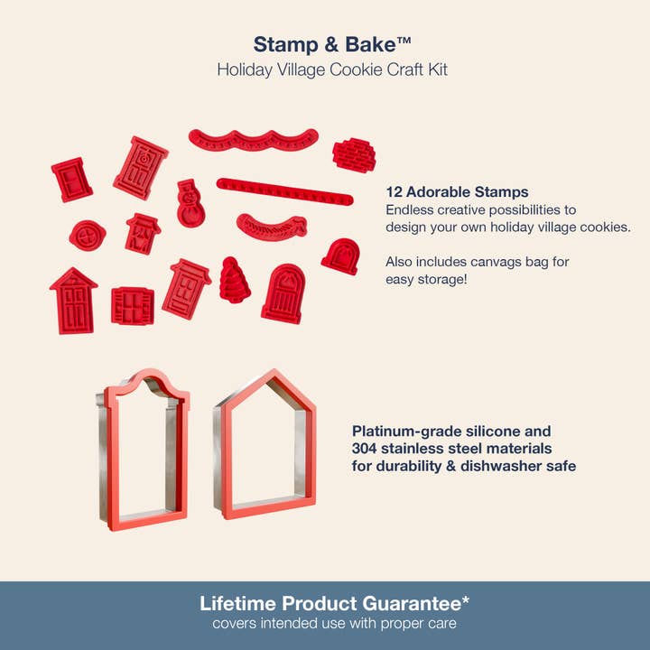 Make Bake - Wholesale Cookie Cutter - Stamp & Bake Cookie Craft Kit (Holiday Village)5