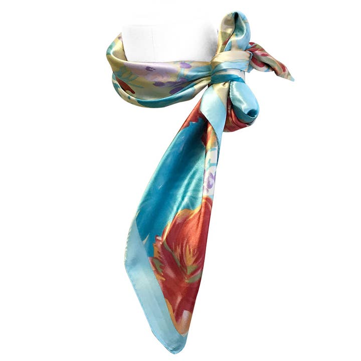 Wrapables.com - Wholesale Scarf - Women's - Wrapables Silk Satin Floral Neckerchief 35 x 35 Inch Square16