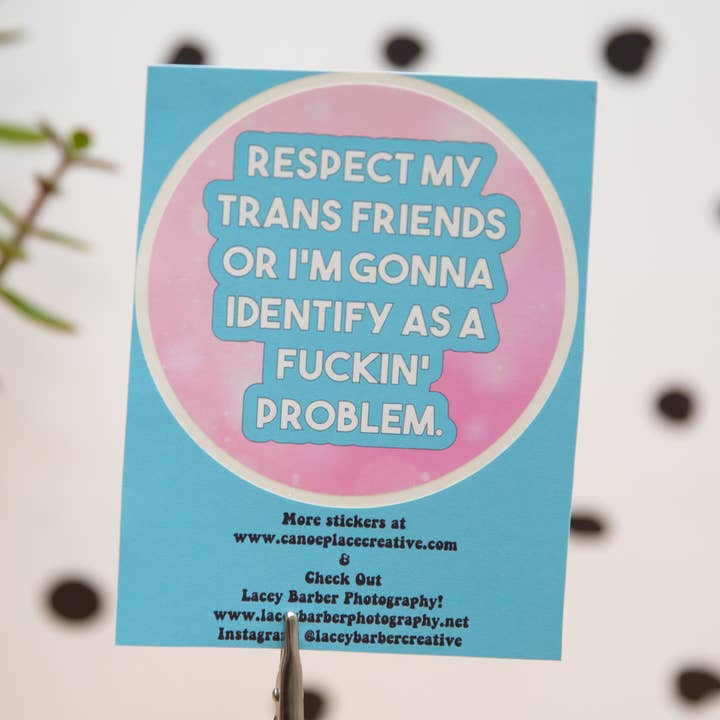 Respect My Trans Friends - Trans Ally Sticker - Vinyl Sticke for wholesale by Canoe Place Creative
