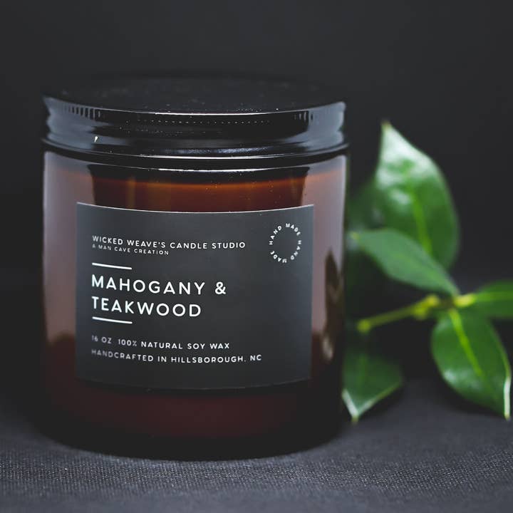 Wicked Weave’s Candle Studio - Venta al por mayor Velas en tarros - Vela de cera de soja de madera de teca y caoba (5 opciones de tamaño)0