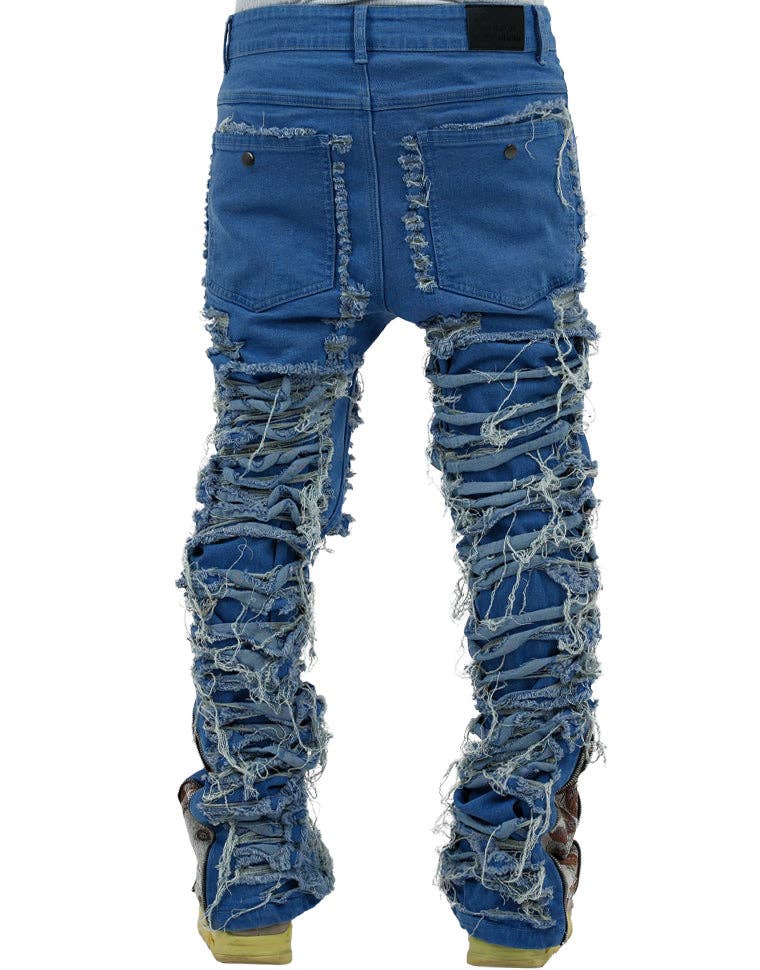 Denim Dawn Damaged Flared Stacked Jeans for wholesale on Faire3