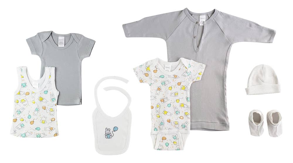 Bambini Infant Wear inc. - Wholesale Clothing Set - Baby - 7-Piece Pastel Interlock Hanging Gift Set - Bunny Print1