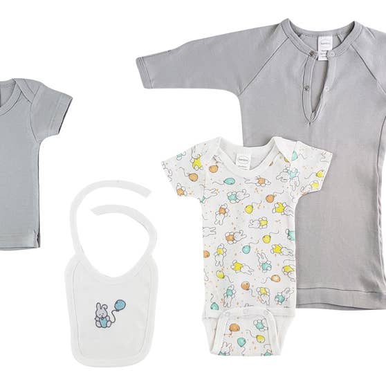 Bambini Infant Wear inc. - Wholesale Clothing set – Baby - 7-Piece Pastel Interlock Hanging Gift Set - Bunny Print1