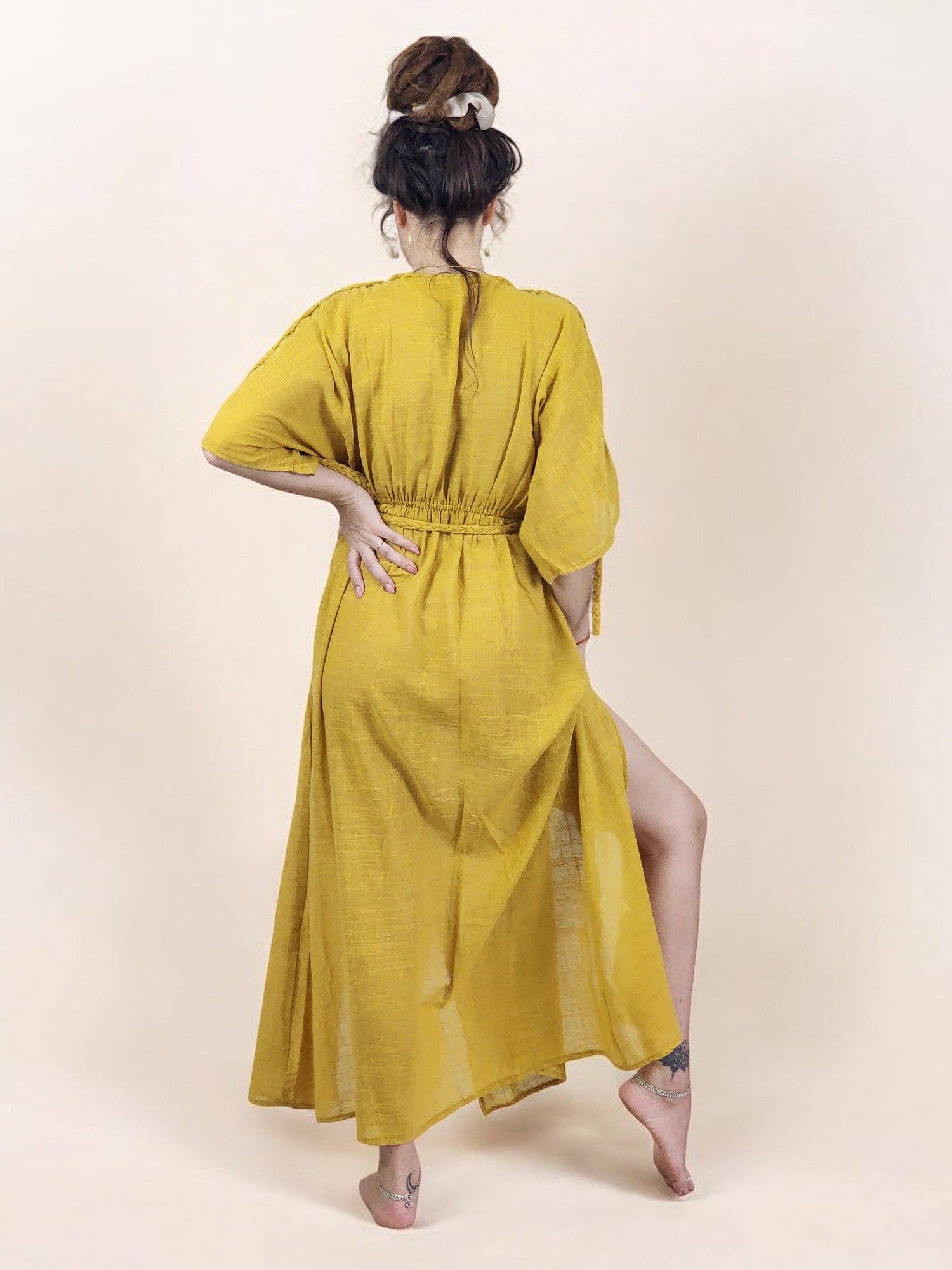 Sacred Ceremony - Wholesale Dress - Women's - Turmeric Organic Cotton Rope Goddess Maxi Dress4