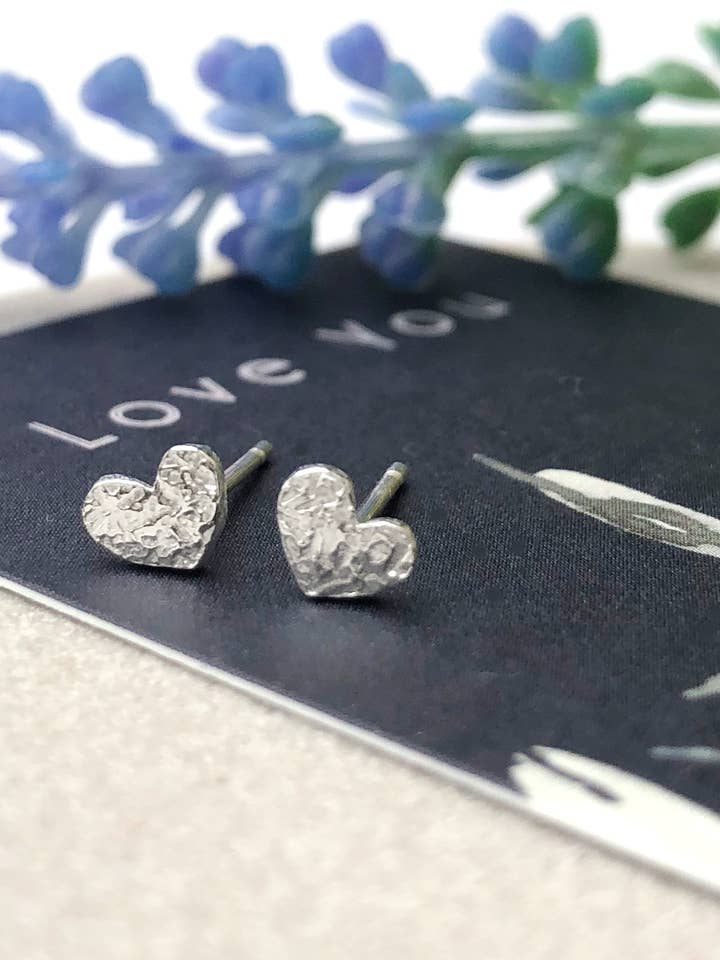 Mini-hartvormige oorbellen van sterling zilver voor wholesale door a ring a day