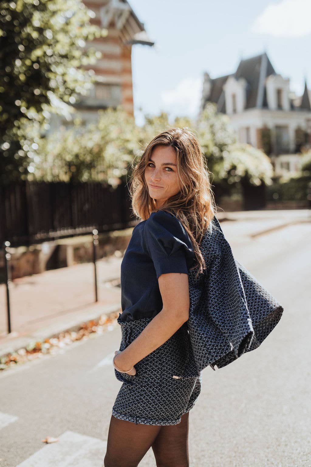 Sevenlie - Wholesale T-Shirt - Women's - Praha Blouse - Midnight Blue - Short Sleeves4