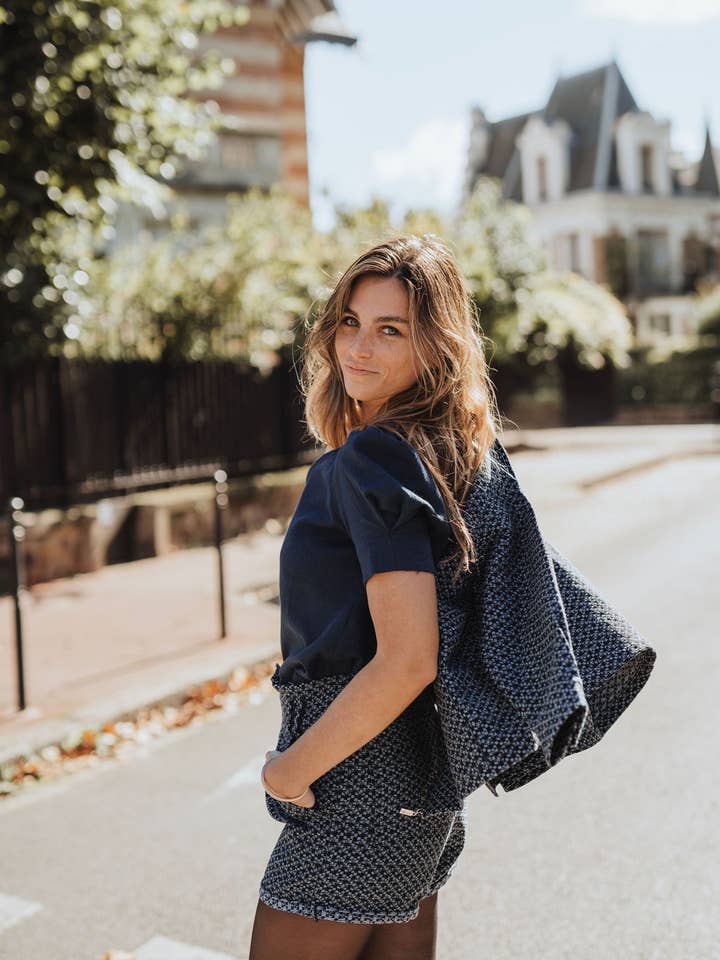 Sevenlie - Wholesale T-Shirt - Women's - Praha Blouse - Midnight Blue - Short Sleeves4