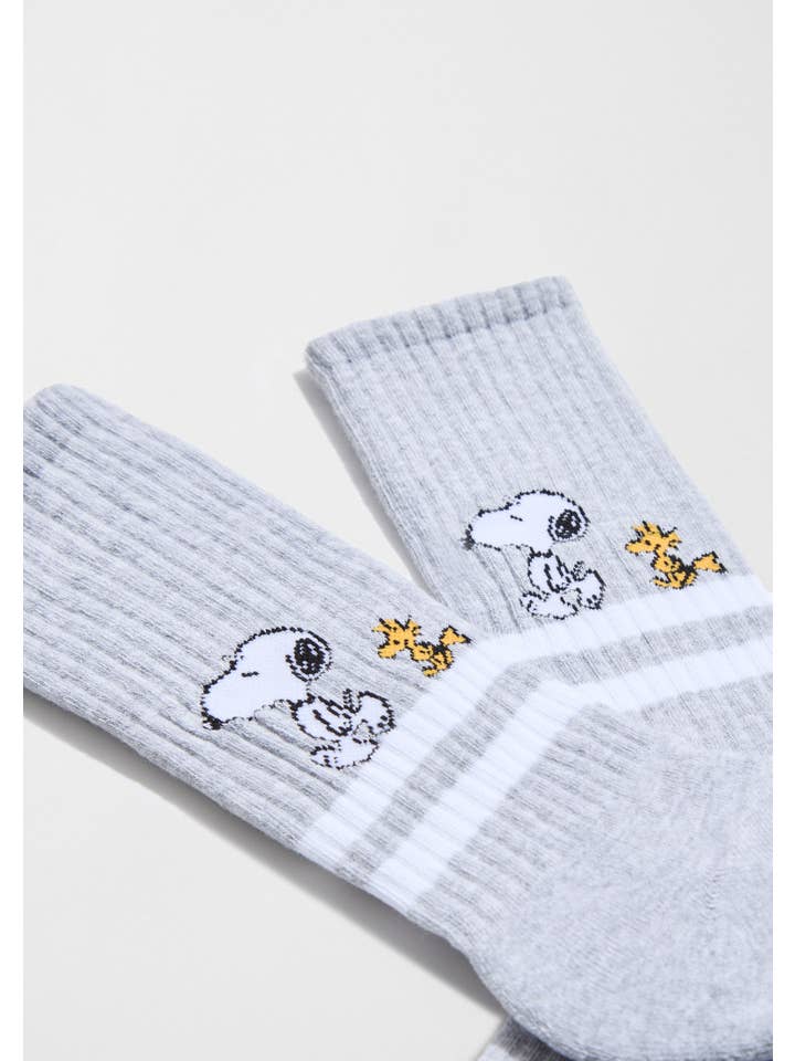 Grey BeSnoopy Stripes Street - 100% Organic Cotton Socks for wholesale on Faire2