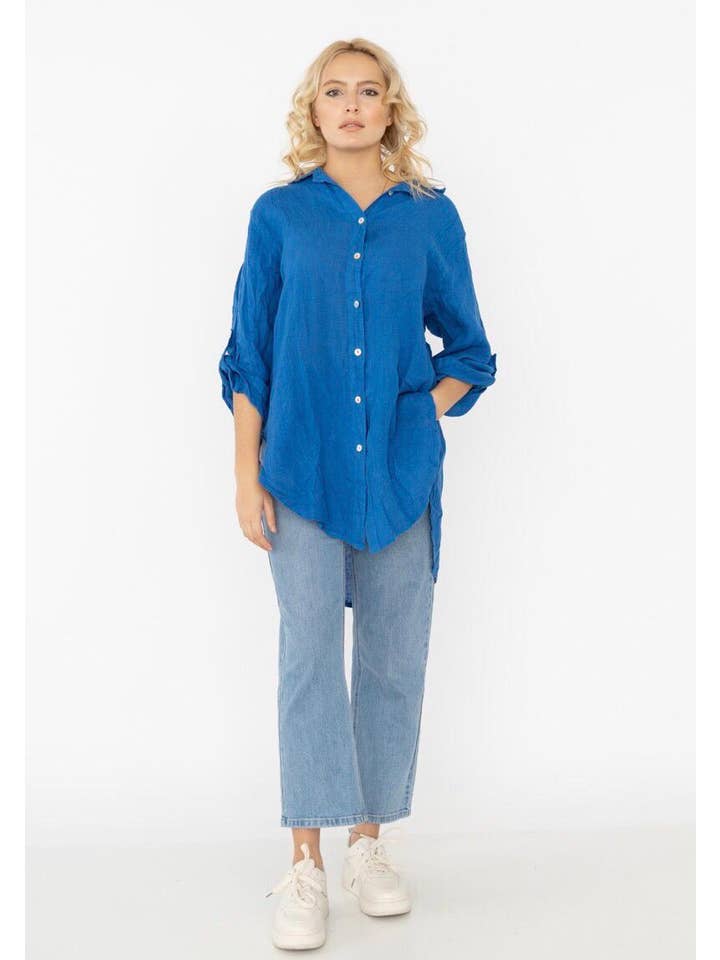 la maison des fibres naturelles - Wholesale Button Down Shirt - Women's - 100% linen shirt 620159