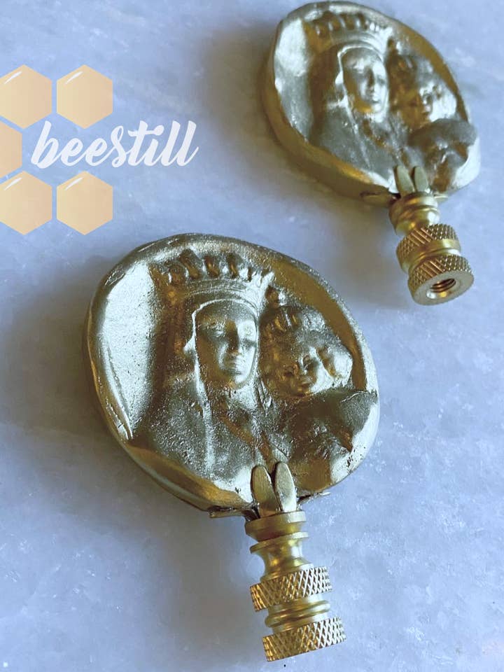 Crowned Mary and Jesus Lamp Finial for wholesale by BeeStill Design