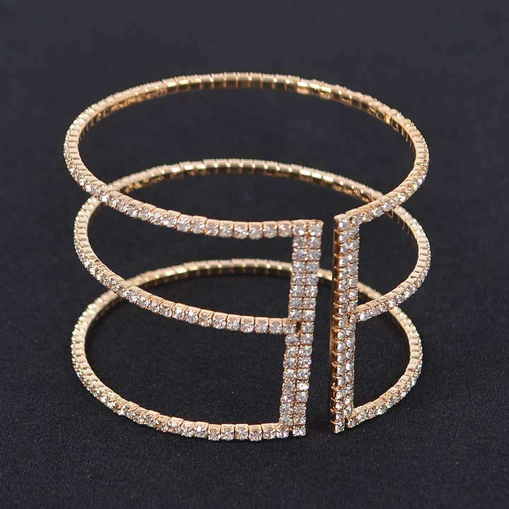 3AM BY H&D ACCESSORIES - Wholesale Cuff Bracelet - Glittering Rhinestone Open Cuff Bracelet2