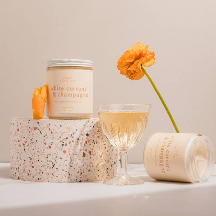 White Currant & Champagne Candle I Holiday ScentI Soy Wax  for wholesale by Wax Crescent