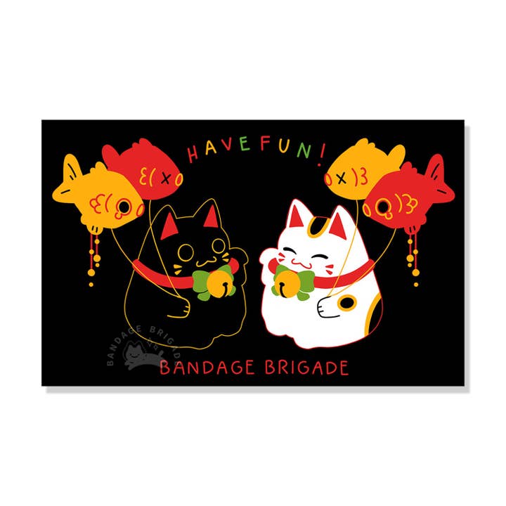 Lucky Cats klistermærke for engroshandel hos Bandage Brigade