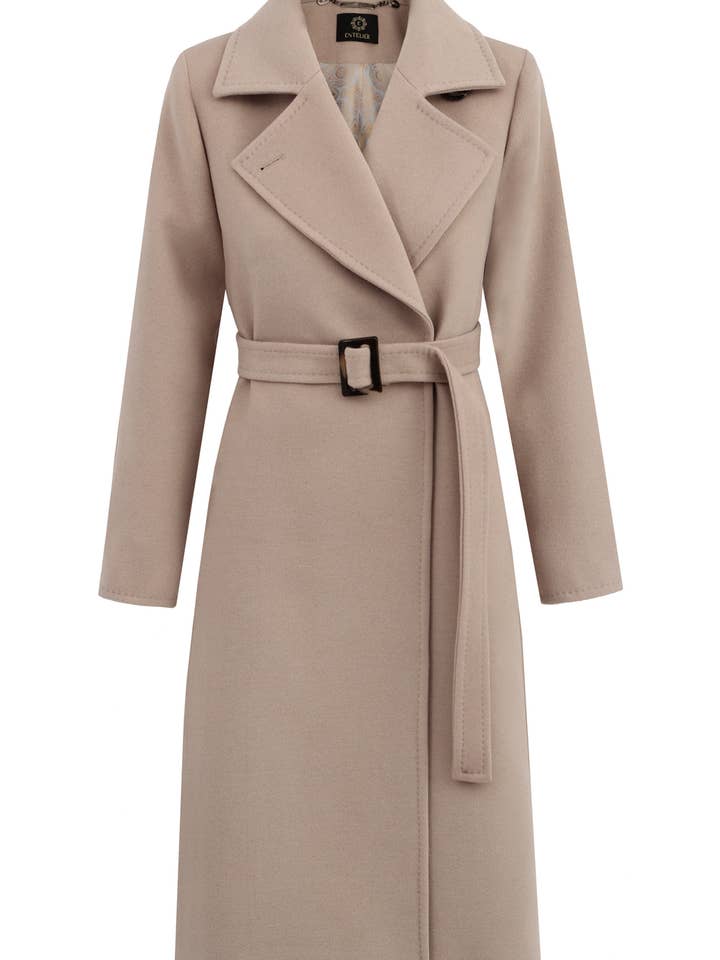 Cappotto classico beige in cashmere per la vendita all'ingrosso da parte di Entelier