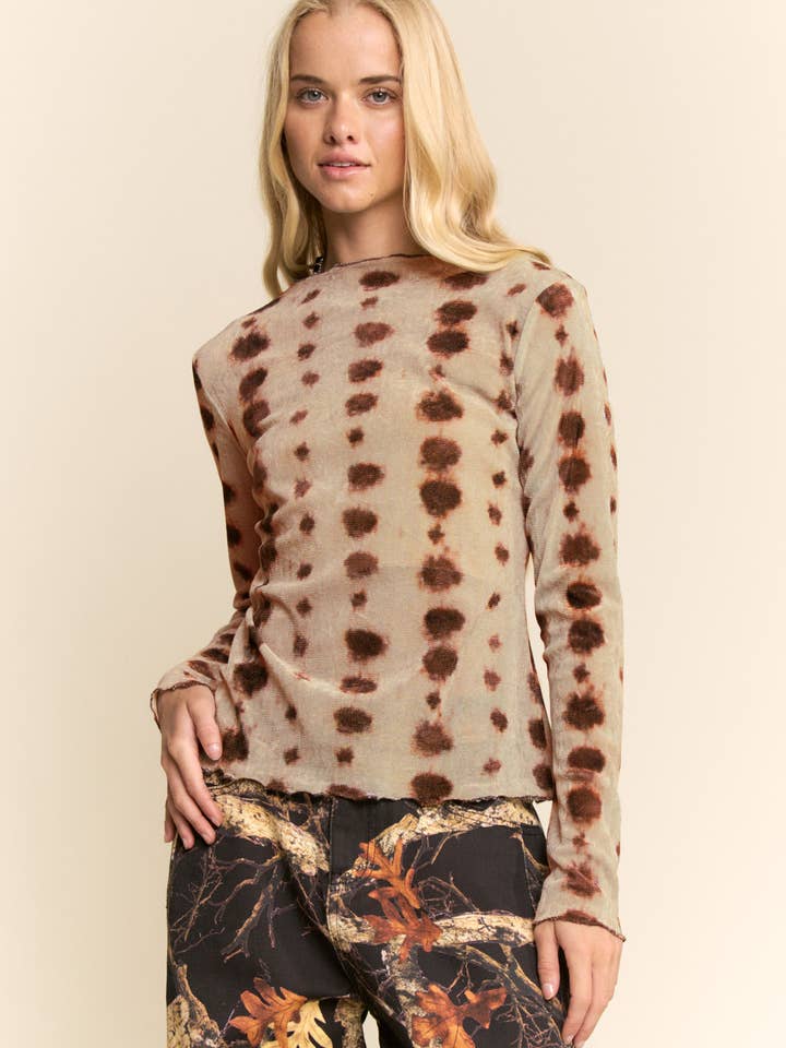 MESH TIE DYE LONG SLEEVE TOP for wholesale by Davi & Dani