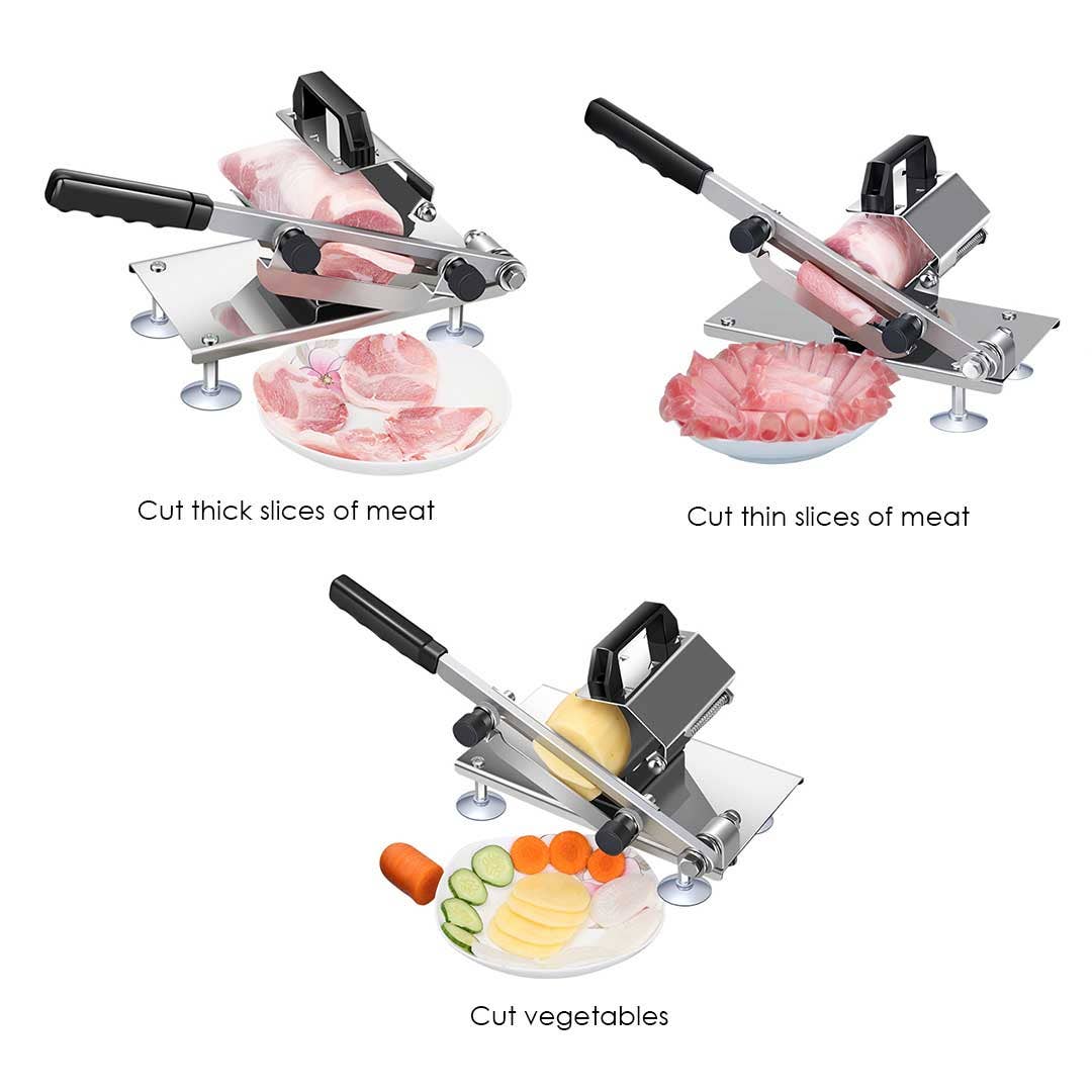 SOGA International Pty Ltd - Vente Ustensile/gadget de cuisine - SOGA 2X Trancheuse Manuelle pour Viande Congelée Machine de Découpe de Viande Poignée Acier Inoxydable de Qualité Commerciale 18/104