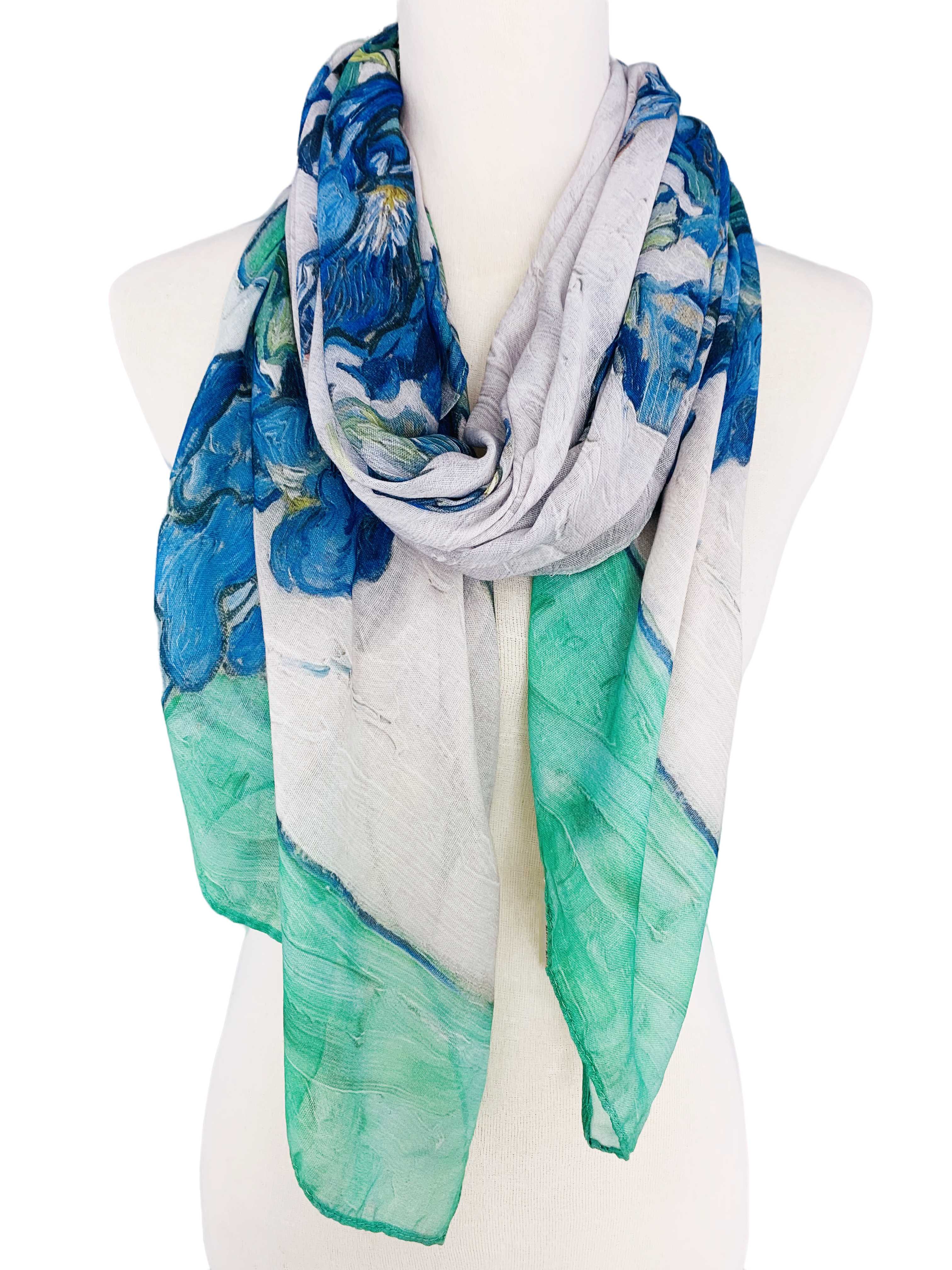 JC Sunny Fashion – wholesale Scarf – Women's – JC071115 Beige-Green Irises Scarf1