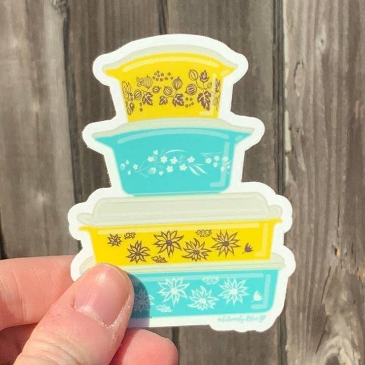 Vintage Turquoise Blue and Sunshine Yellow Pyrex Dishes Stic for wholesale by Extremely Retro