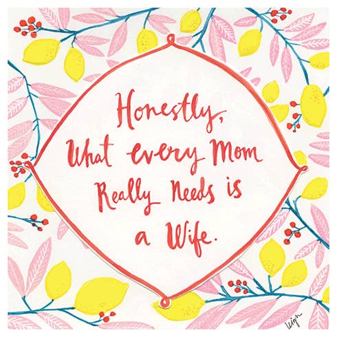 NEED A WIFE SUPPORT GREETING CARD 5.5 x 5.5" for wholesale by Calypso Cards LLC