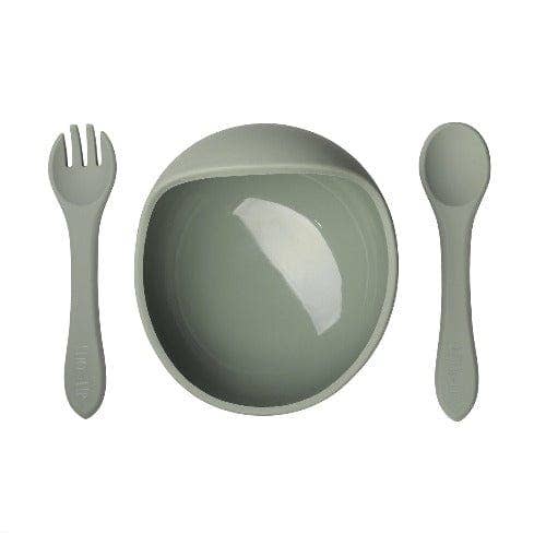 Loo.Up Italy - Wholesale Feeding Set - Baby - Prima Pappa Set -Bowl with Suction Cup and Cutlery- Sage-
