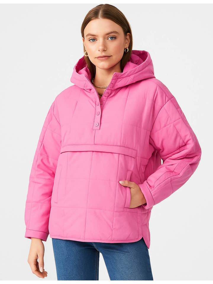 Sweetkama - Wholesale Puffer Jacket - Women's - Ladies Button Pullover Hooded Padded Puff Jacket SKT475512