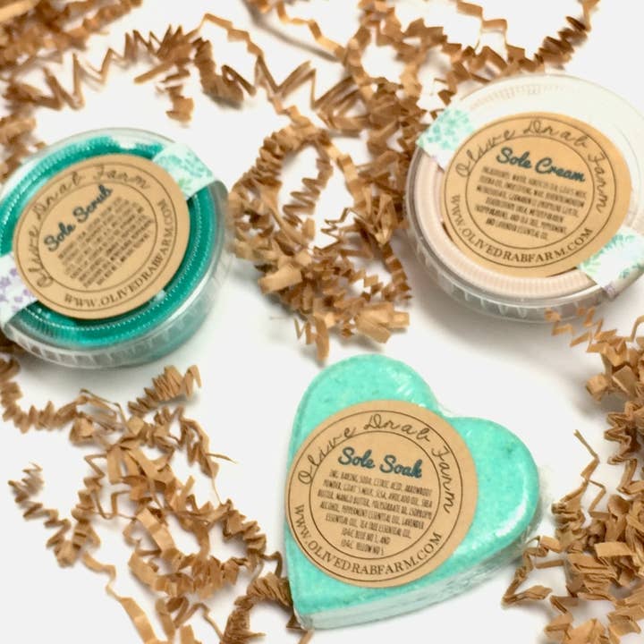 Olive Drab Farm - Wholesale Nailcare Set - Mini Pedi Kit - Goat Milk - Foot Cream, Scrub, & Soak4