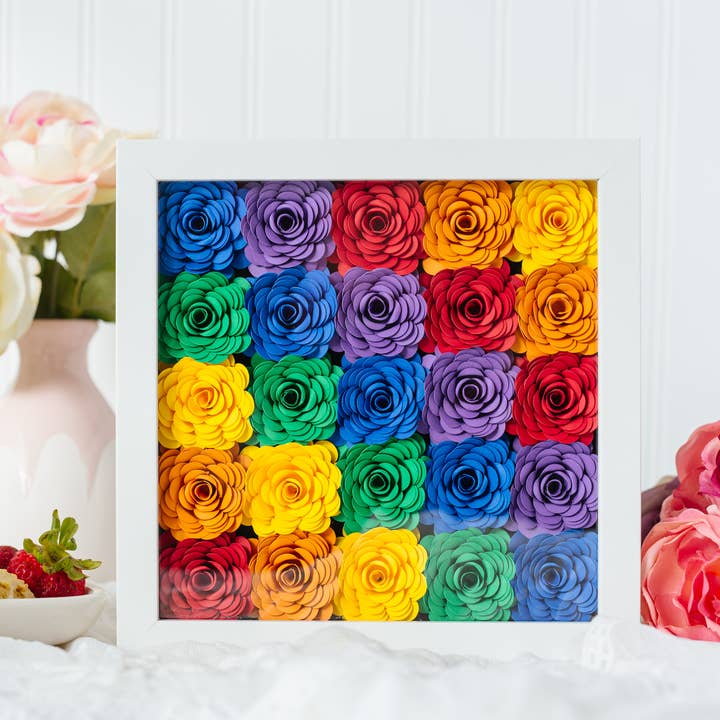 Handmade Rainbow Paper Flower Wall Hanging for wholesale by The Scarlett Butterfly