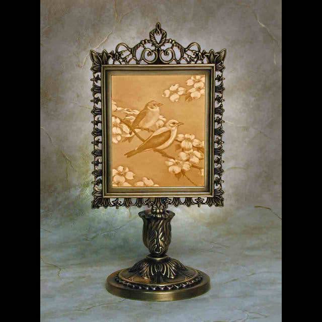 Morning Song Porcelain Lithophane Victorian Accent Lamp for wholesale by The Porcelain Garden Inc.