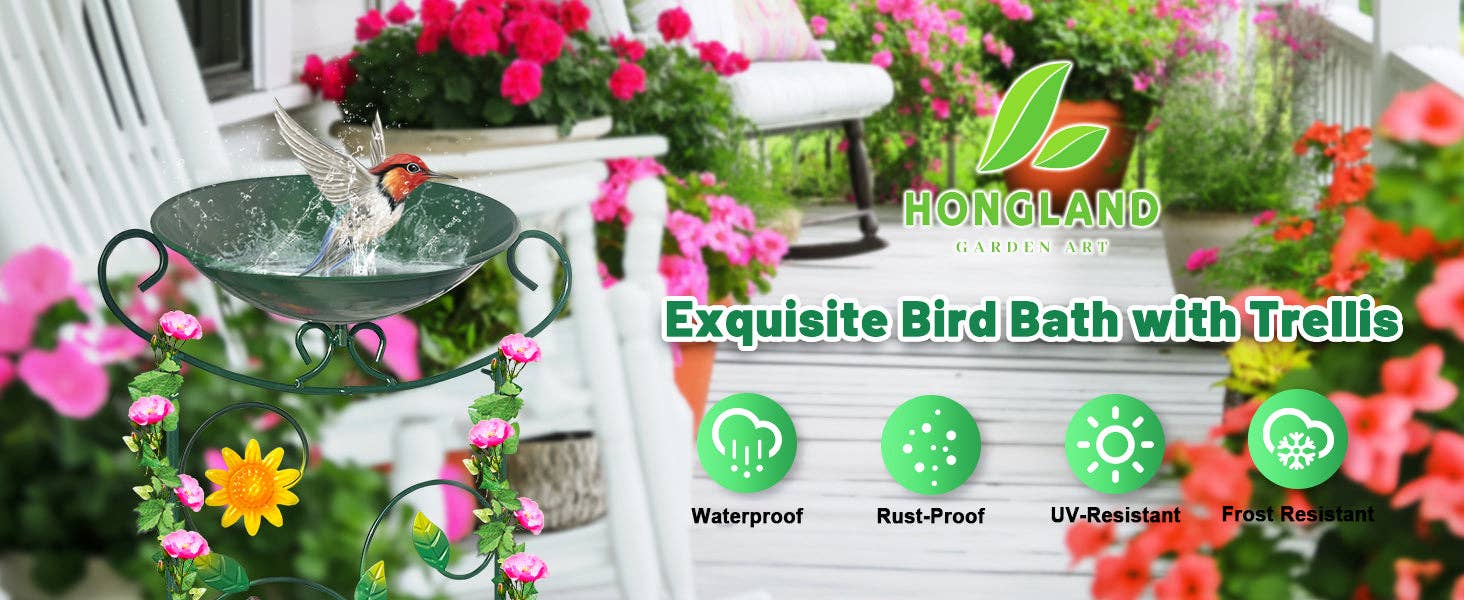 Liffy - Wholesale Bird bath - Green Butterfly Metal Bird Bath Garden Stake Decor4