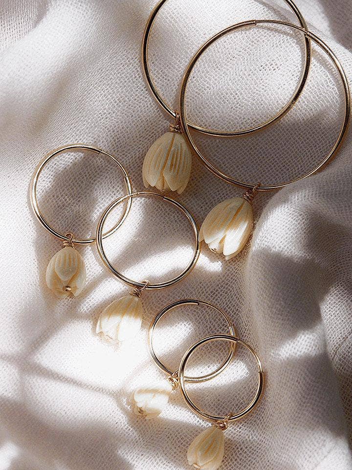 Ke Aloha Jewelry - Wholesale Hoop Earrings - Pikake Gold Hoop Earrings - Pikake4