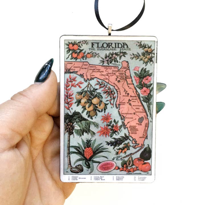 Florida Map Christmas Ornament for wholesale by Pergamo Paper Goods