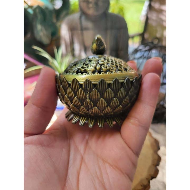 My Magic Place Shop - Wholesale Incense Holder - Small Round Flower Top ,Incense Holder, Brass Metal Incense
