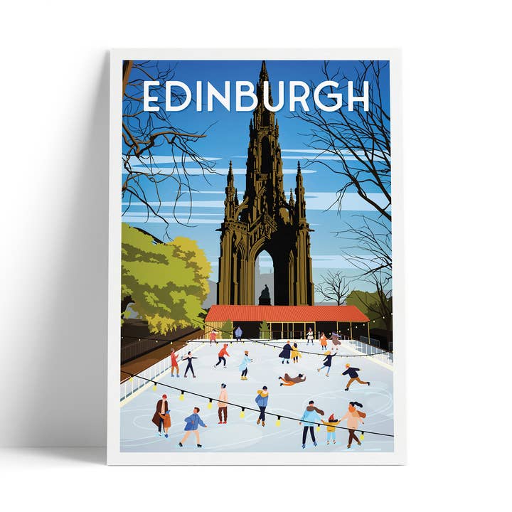 Edinburgh Scott Monument Print - Ice Skating Rink Scotland for wholesale by Printagonist