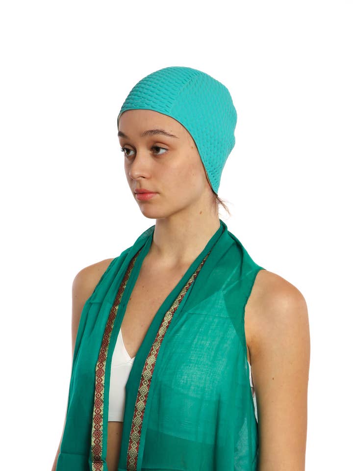 Touca de Natação Vintage Bolha Turquesa por atacado de KORES ACCESSORIES