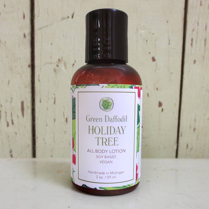 Green Daffodil Bath & Body - Wholesale Hand & Body Lotion - Holiday Tree Mini Soy Lotion Bottle - Stocking Stuffers0