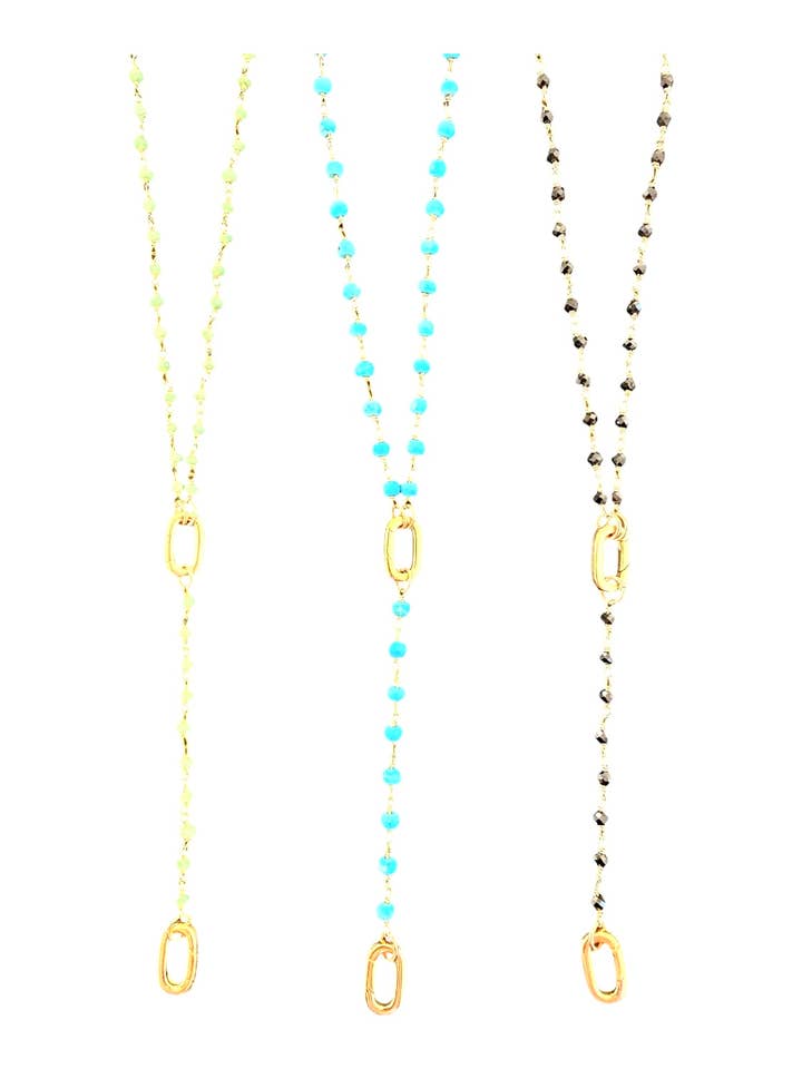 Wire Wrapped Gemstone Charm Holder Drop Necklace w/ Extender for wholesale by Shá Parlé