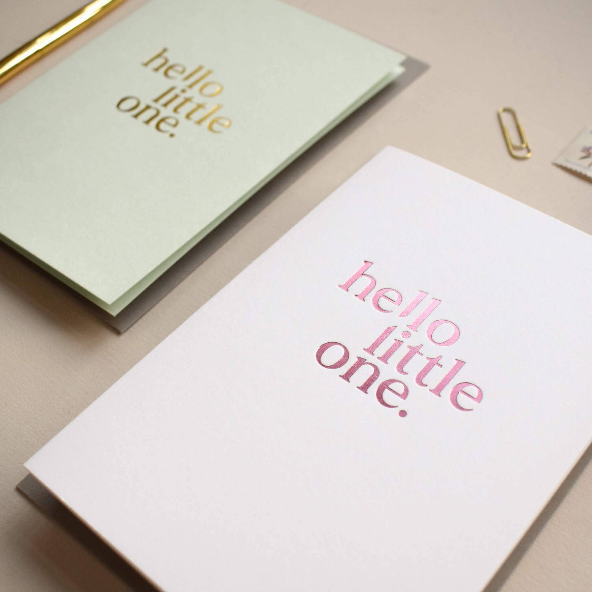 Jennifer Tune - Wholesale Baby Card - Hello Little One, Foil New Baby Greetings Card1